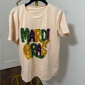 Mardi Gras Kids T-Shirt - Cream with Multicolor Design